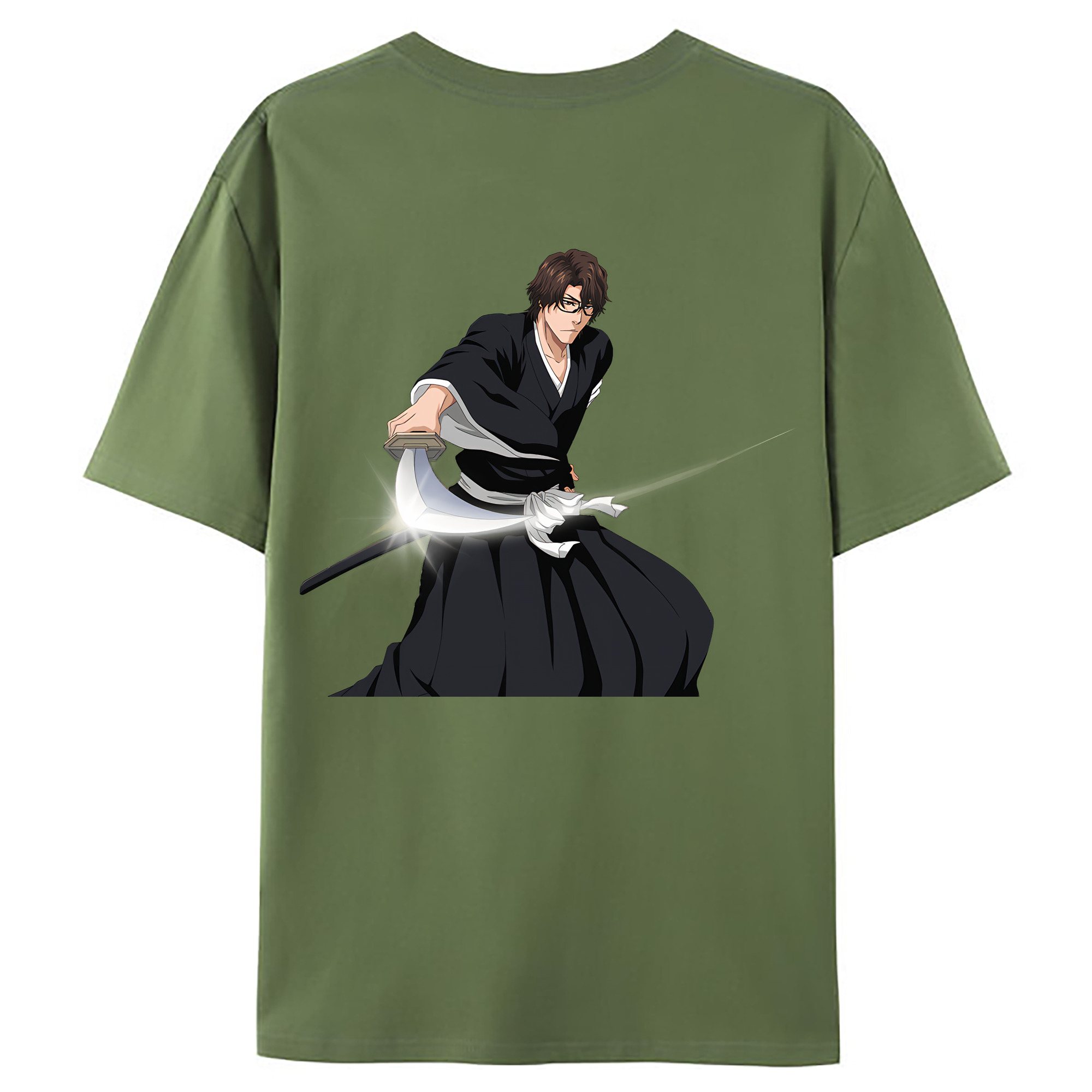 （画像用） ブリーチ 藍染 惣右介（あいぜん そうすけ） BLEACH Aizen Sousuke 綿100％ メンズ半袖Tシャツ（バックプリント） 通気性
